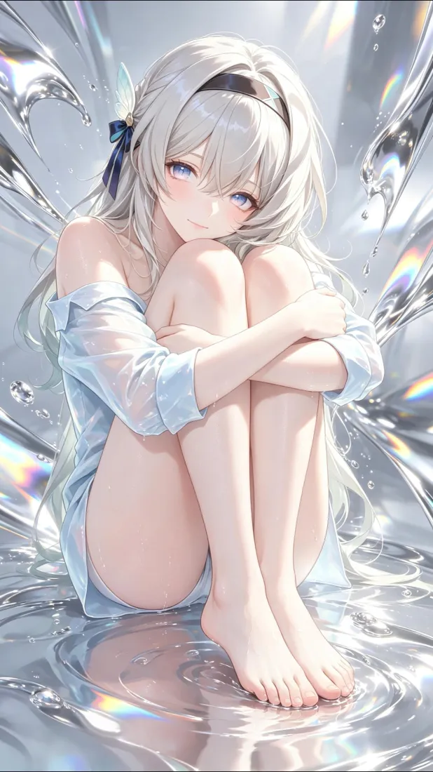 流萤手机壁纸｜浅蓝清透背景图片 - 二次元少女「哲风壁纸」