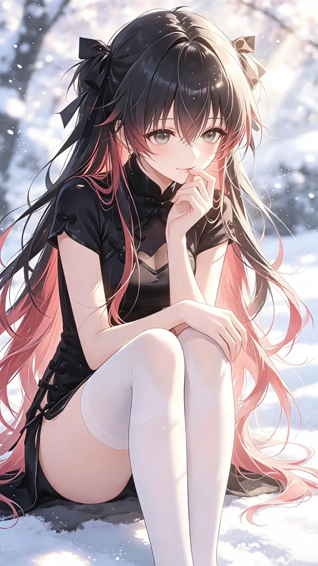 二次元少女手机壁纸｜雪地背景图片 - 清新软萌「哲风壁纸」