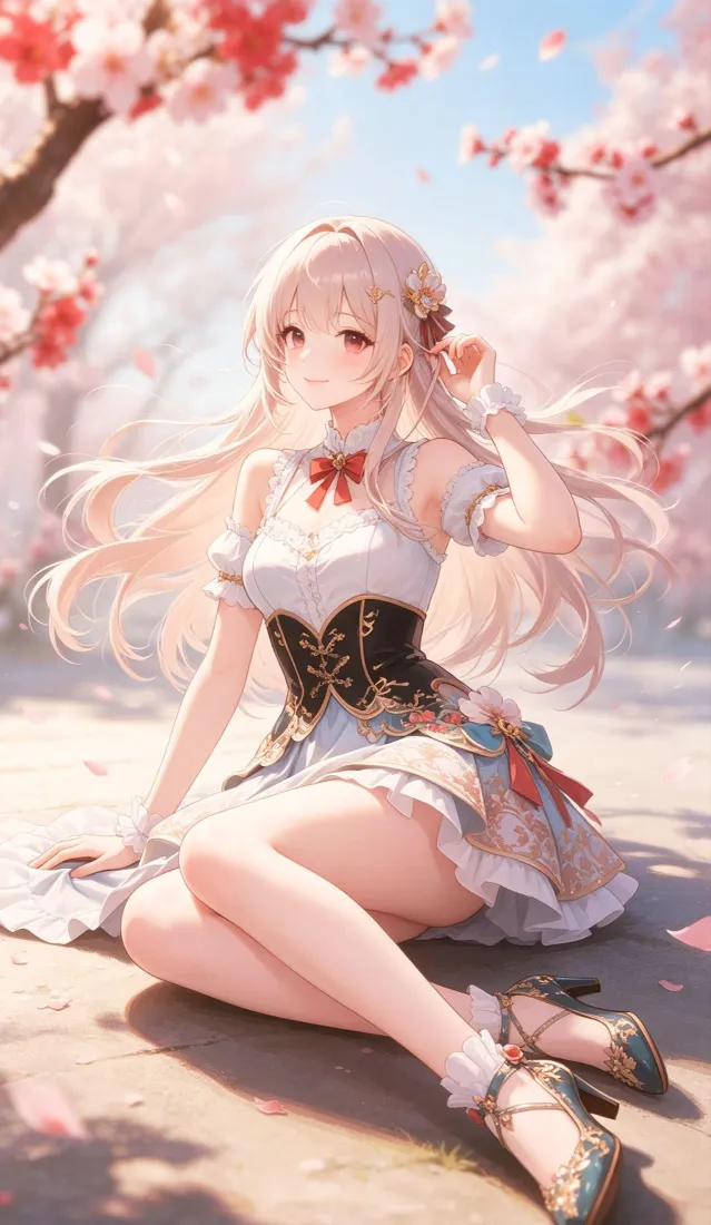 二次元少女手机壁纸｜樱花背景图片 - 春日晴天「哲风壁纸」