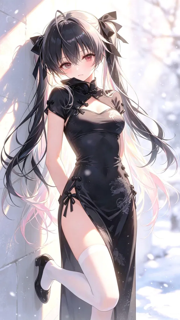 黑发双马尾少女手机壁纸｜二次元背景图片 - 手机「哲风壁纸」