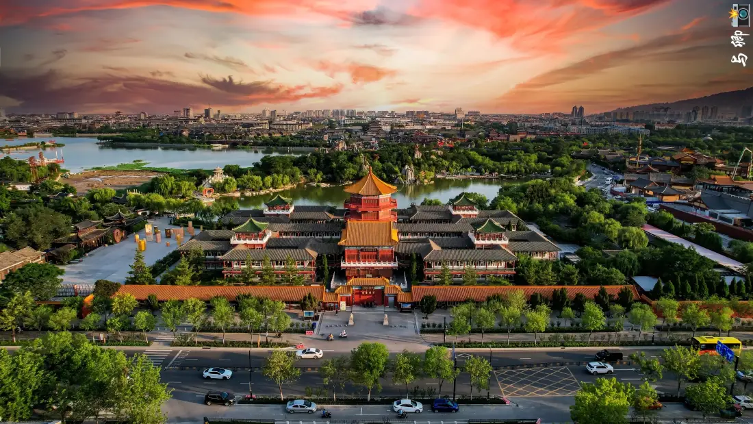 3k开封壁纸｜古城背景图片 - 落日风光「哲风壁纸」