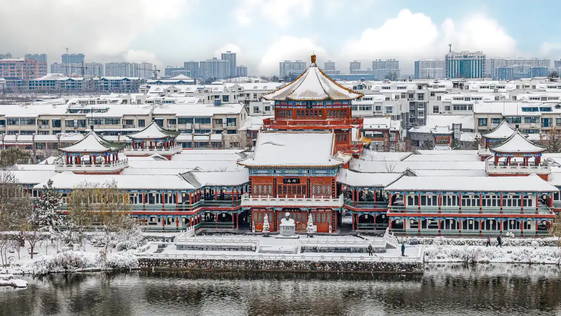 3k开封雪景壁纸｜城市背景图片 - 古都冬雪「哲风壁纸」