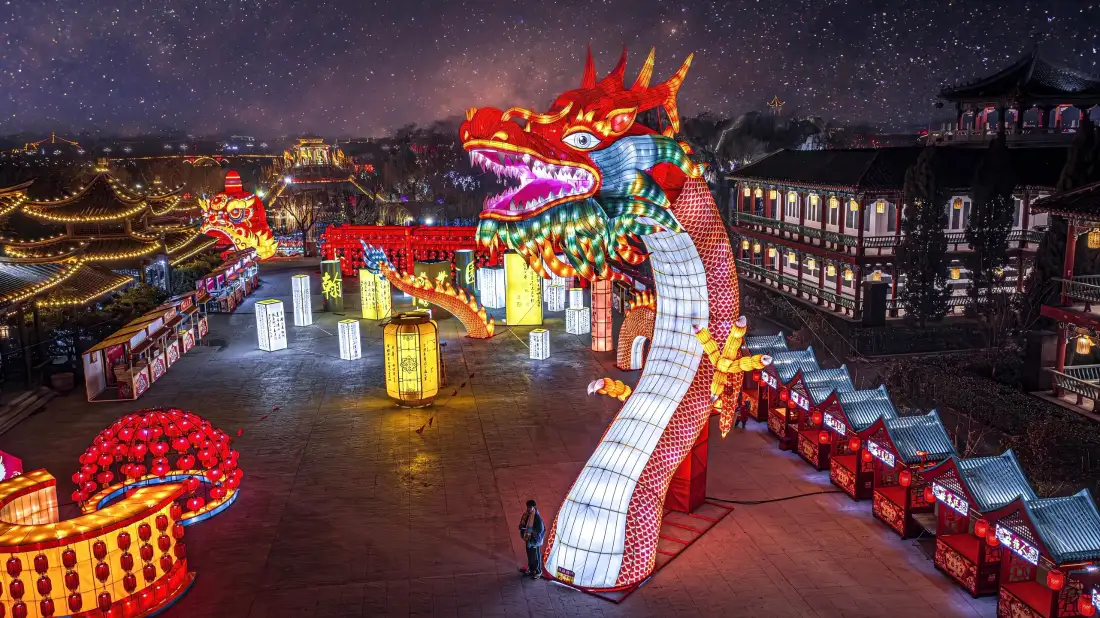 3k开封龙灯壁纸｜夜景背景图片 - 传统灯会「哲风壁纸」