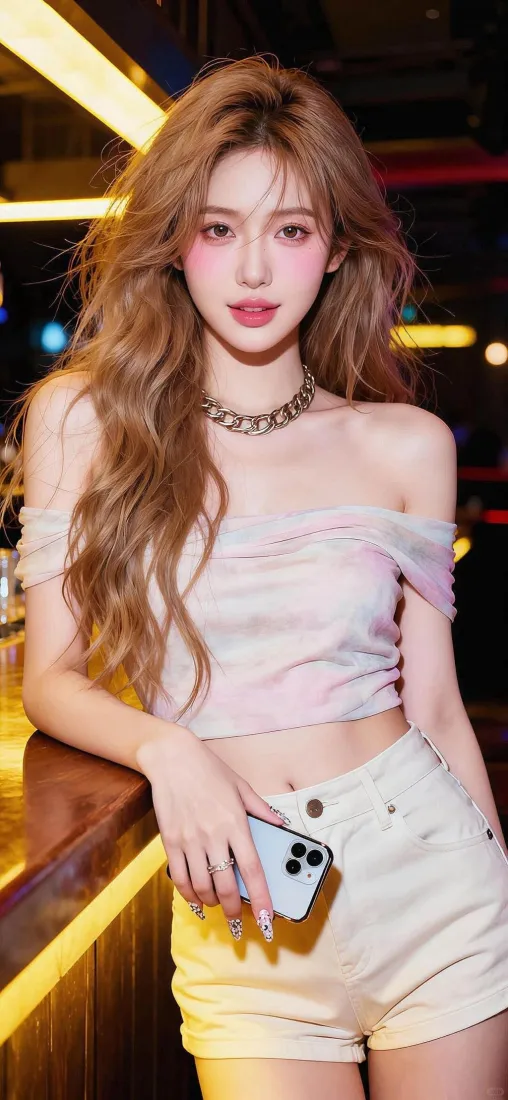 纯欲美女手机壁纸｜酒吧氛围背景图片 - 高清手机「哲风壁纸」