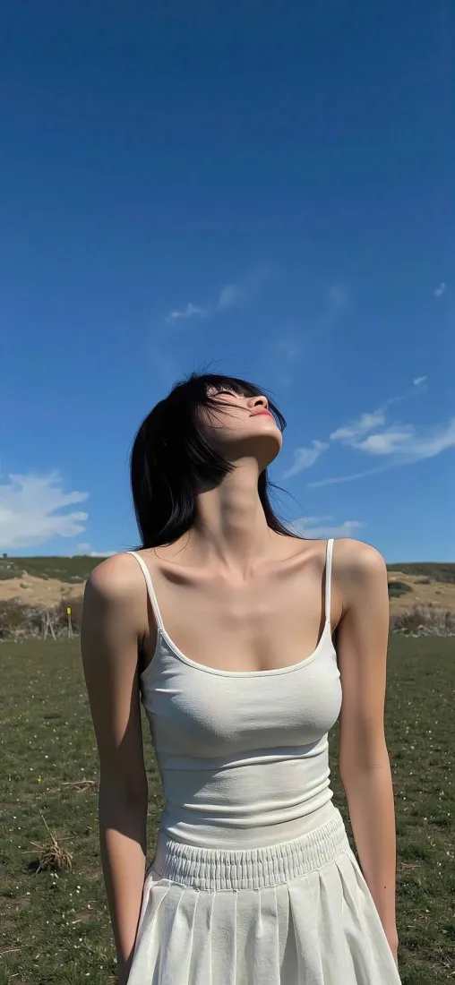 清冷美女手机壁纸｜户外自然背景图片 - 晴天旷野「哲风壁纸」