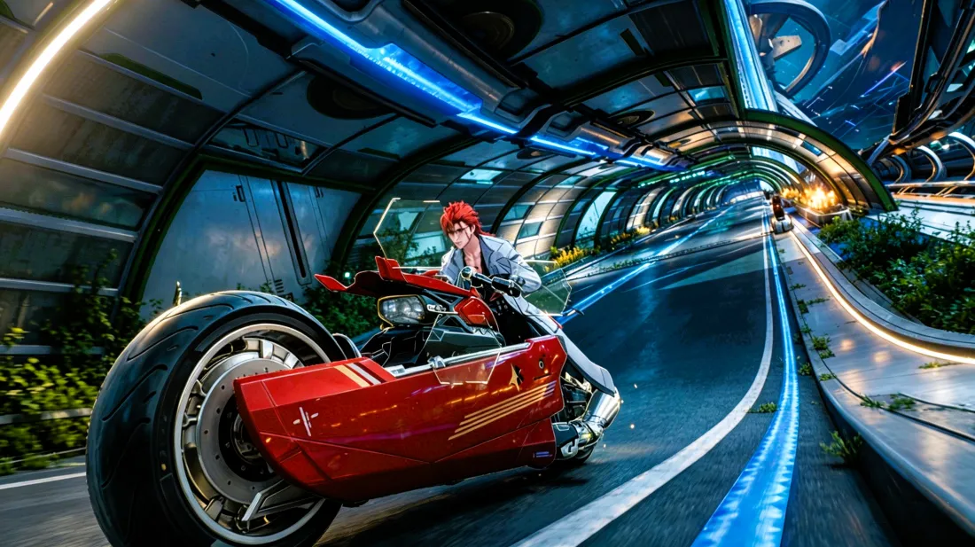 3k鸣潮壁纸｜未来科幻隧道背景图片 - 红色机车「哲风壁纸」