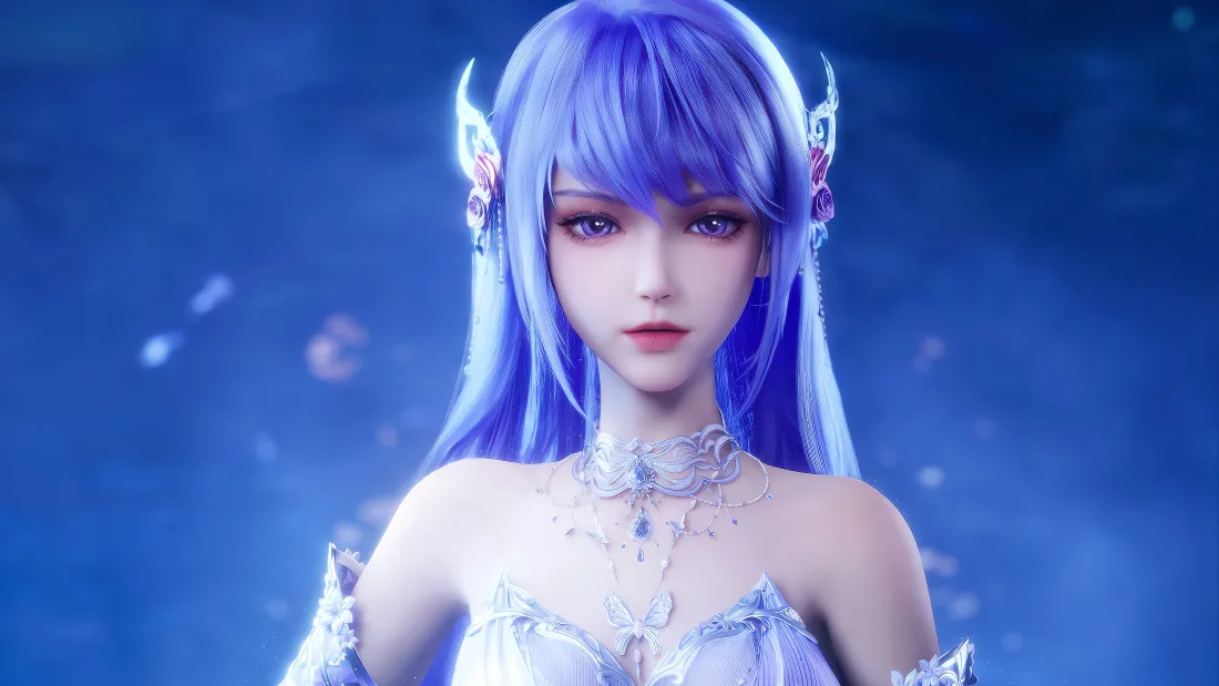 8k圣采儿壁纸｜神印王座背景图片 - 蓝发少女「哲风壁纸」