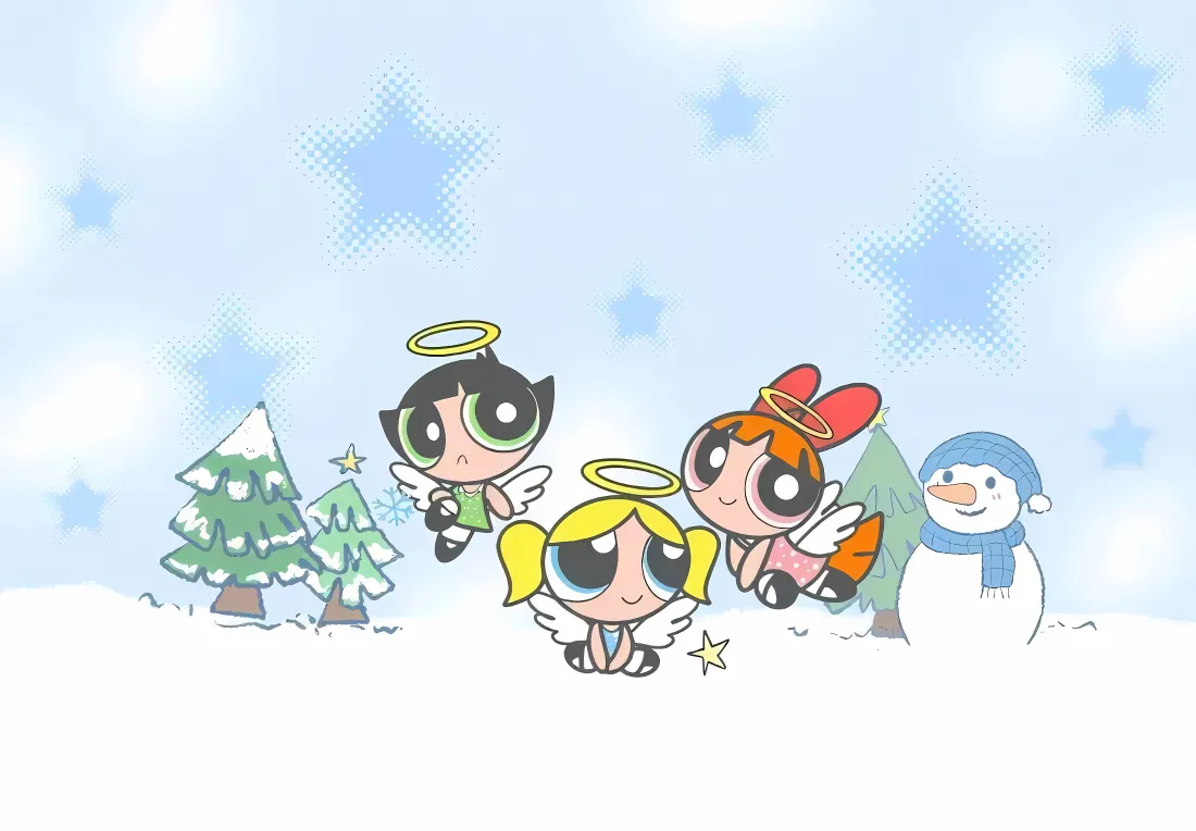 4k飞天小女警壁纸｜雪天背景图片 - 冬日天使「哲风壁纸」