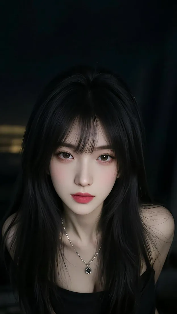 黑发美女手机壁纸｜深色背景图片 - 氛围感御姐「哲风壁纸」
