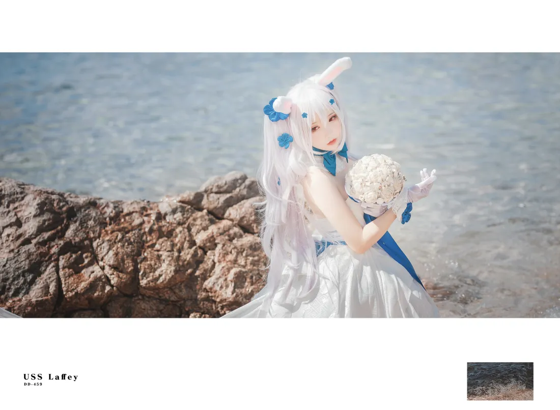 5k拉菲cosplay婚纱壁纸｜海边背景图片 - 白兔与誓约「哲风壁纸」