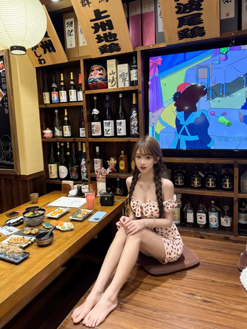 长腿美女手机壁纸｜日式居酒屋背景图片 - 休闲随拍「哲风壁纸」