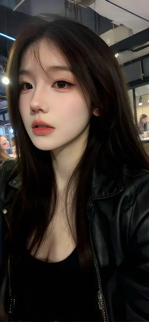 深色长发美女手机壁纸｜室内街拍背景图片 - 清冷气质女生「哲风壁纸」