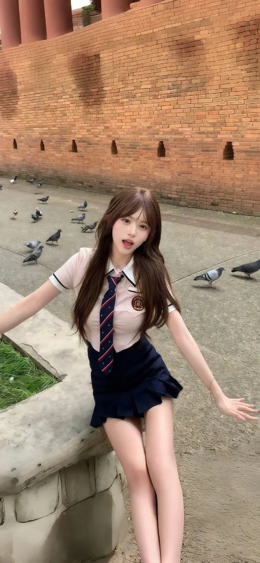 JK少女手机壁纸｜户外街景背景图片 - 清纯美女「哲风壁纸」