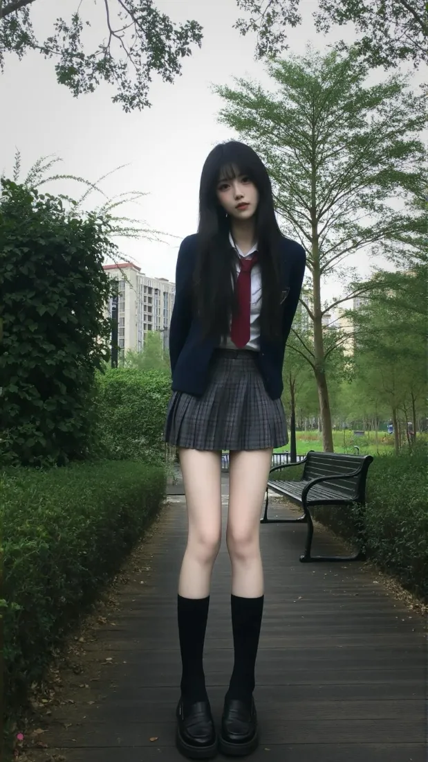 JK少女手机壁纸｜户外背景图片 - 学院风穿搭「哲风壁纸」