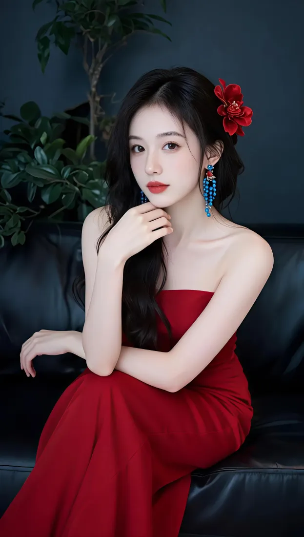 红衣美女手机壁纸｜氛围感背景图片 - 气质女神「哲风壁纸」