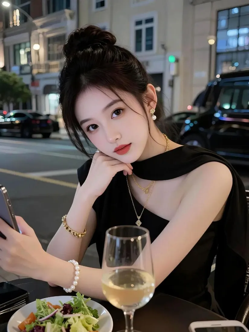 气质美女手机壁纸｜街景背景图片 - 氛围感下午茶「哲风壁纸」