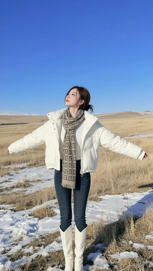 冬日女生手机壁纸｜旷野背景图片 - 清新手机「哲风壁纸」