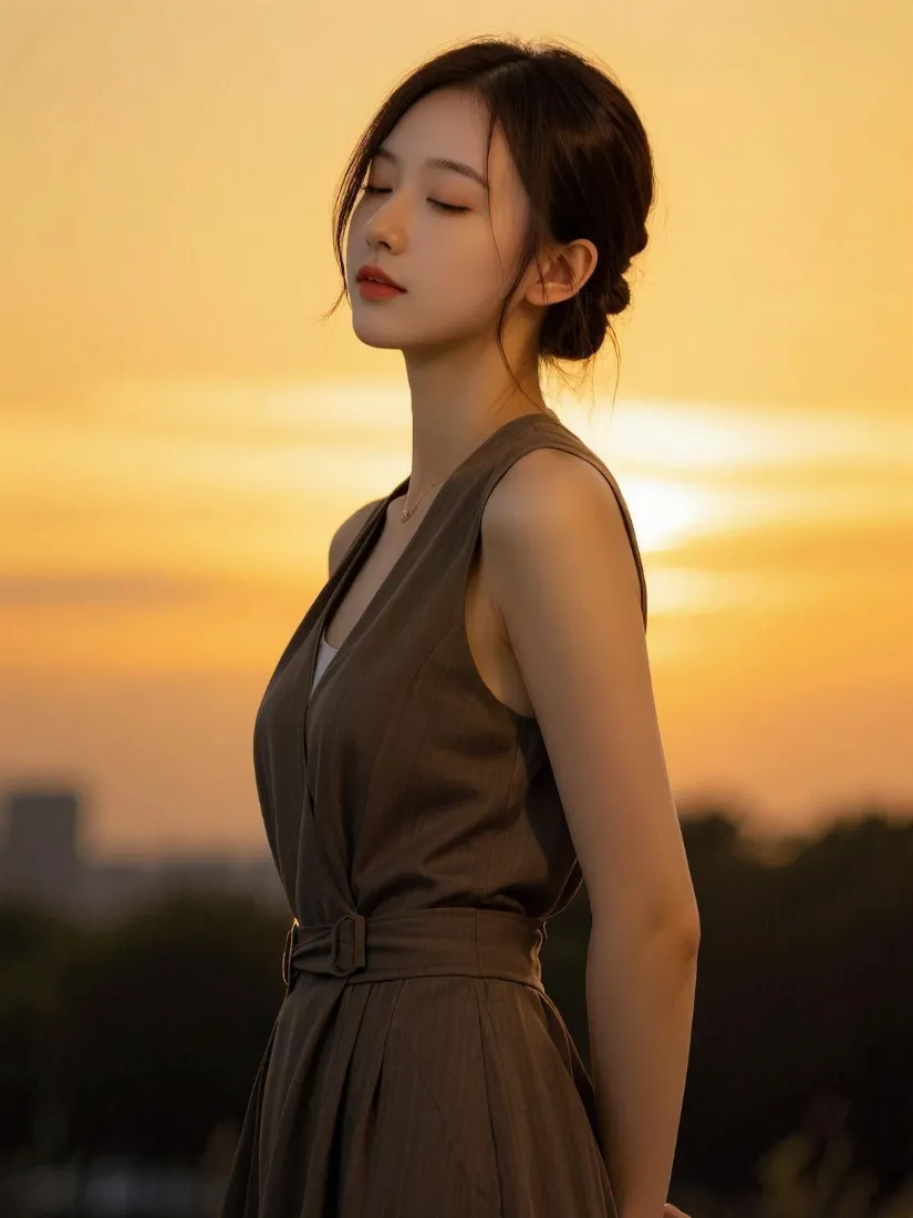 气质美女手机壁纸｜氛围感背景图片 - 黄昏「哲风壁纸」