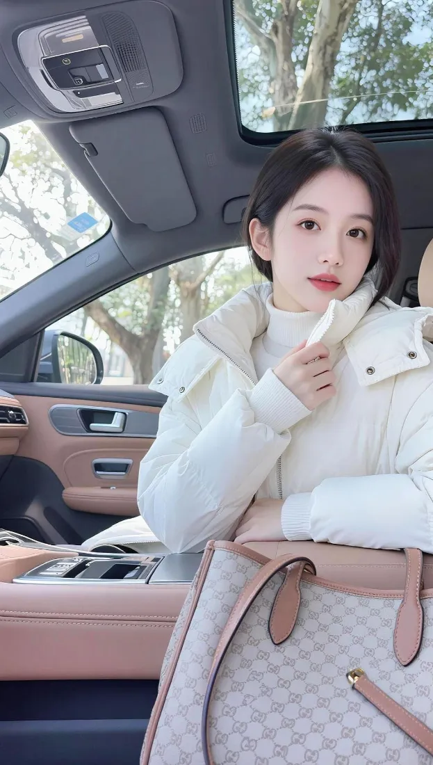 清纯美女手机壁纸｜车内背景图片 - 冬季穿搭「哲风壁纸」