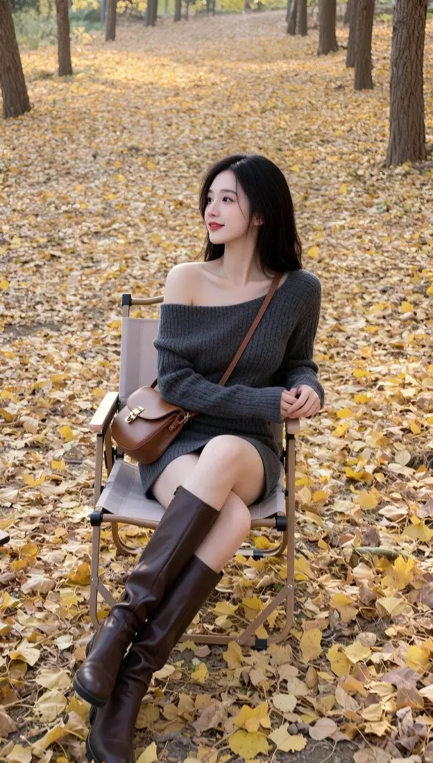 秋日美女手机壁纸｜林间背景图片 - 温柔氛围感「哲风壁纸」