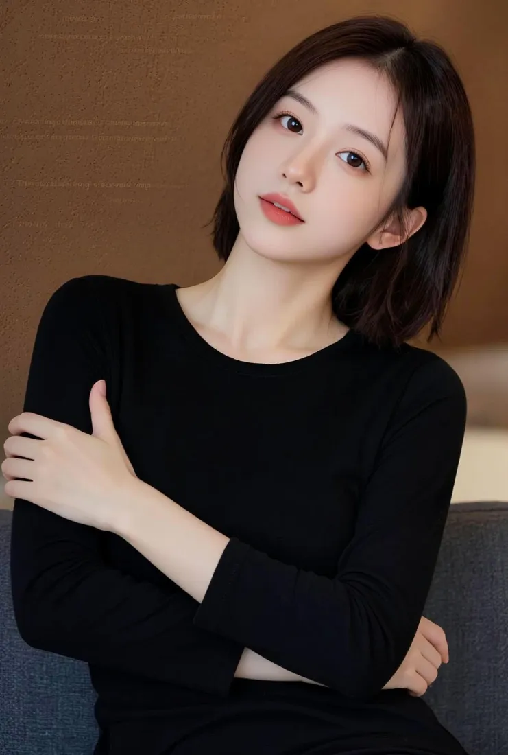 清冷气质美女手机壁纸｜棕调室内背景图片 - 简约人像「哲风壁纸」