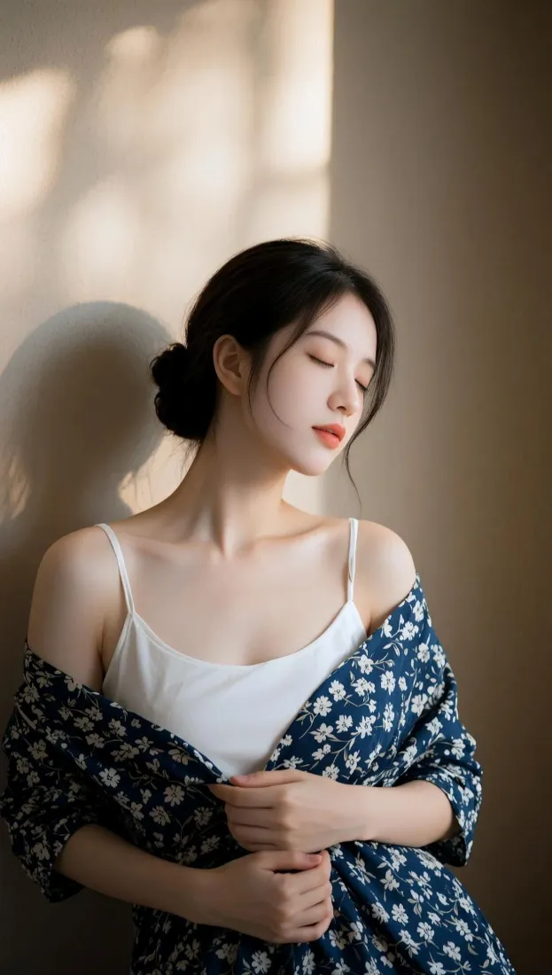 气质美女手机壁纸｜暖调背景图片 - 慵懒人像「哲风壁纸」