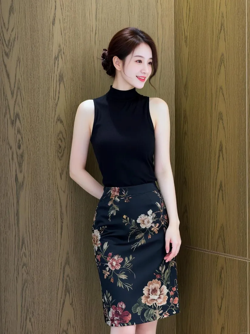 气质美女手机壁纸｜原木背景图片 - 轻熟穿搭「哲风壁纸」