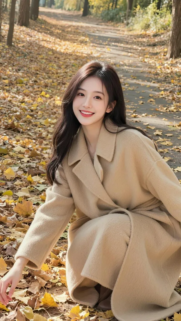 秋日美女手机壁纸｜林间背景图片 - 温柔治愈「哲风壁纸」