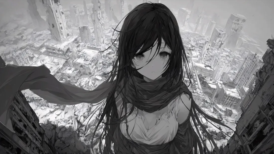 3k进击的巨人壁纸｜末日废墟背景图片 - 被摧毁城市「哲风壁纸」