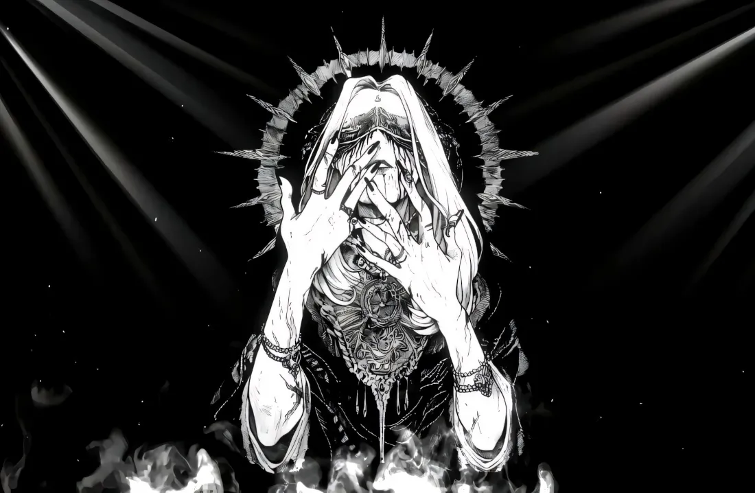 2k暗黑仪式壁纸｜暗黑灵异背景图片 - 火焰「哲风壁纸」