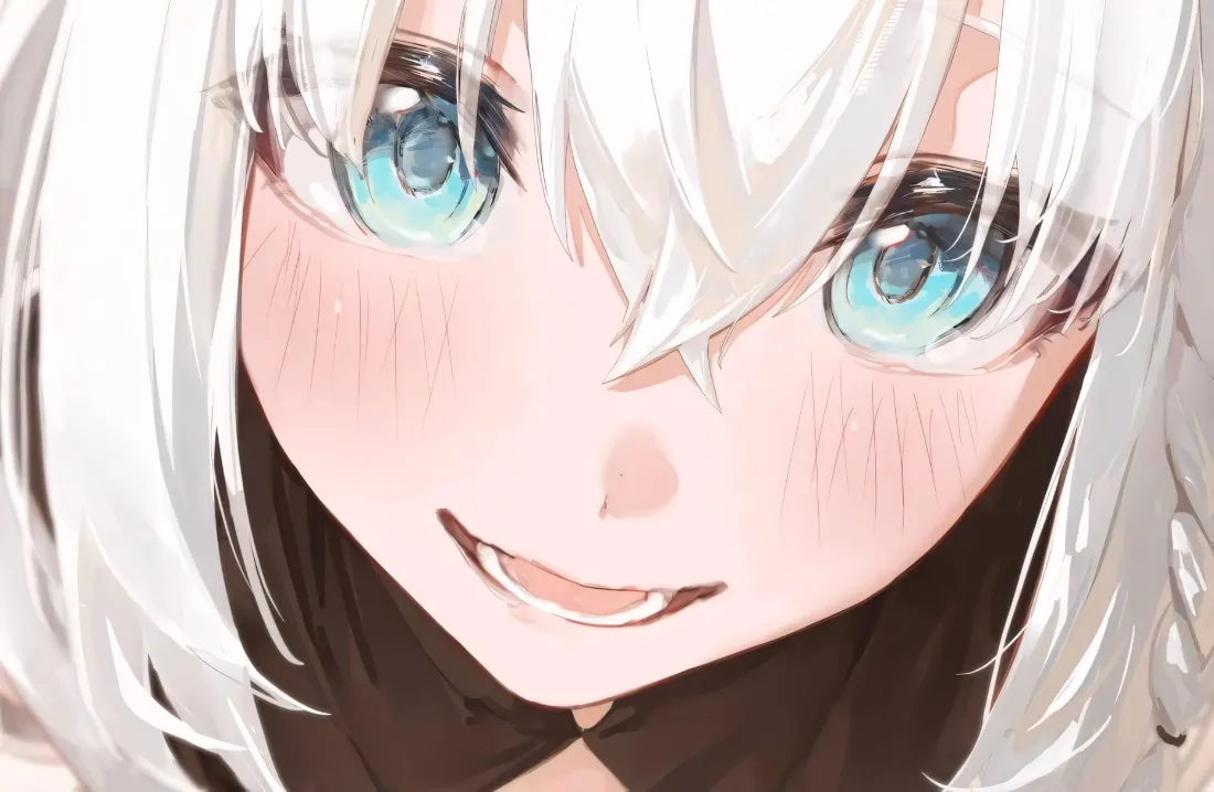 2k白发少女壁纸｜清透蓝眼背景图片 - 软萌表情「哲风壁纸」