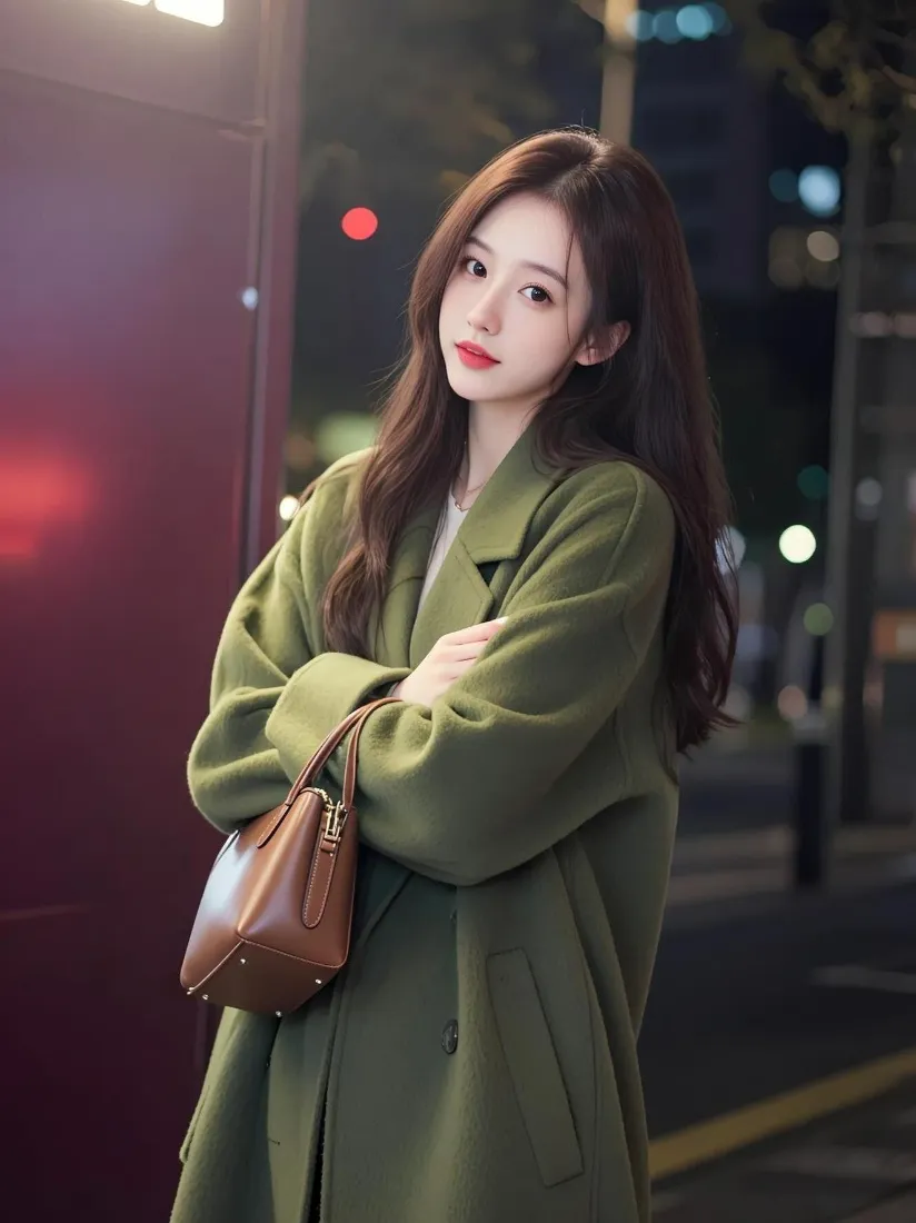 气质美女手机壁纸｜夜晚街头背景图片 - 秋冬穿搭「哲风壁纸」