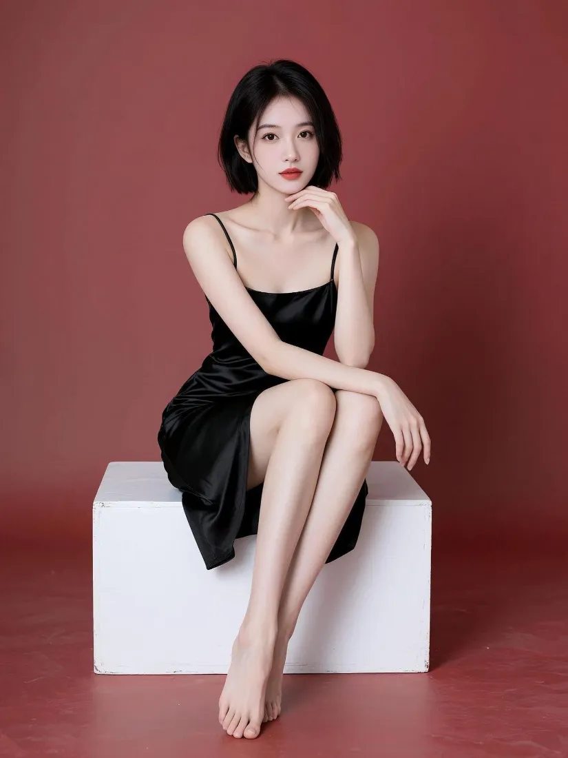 短发御姐手机壁纸｜纯色背景图片 - 气质女神「哲风壁纸」