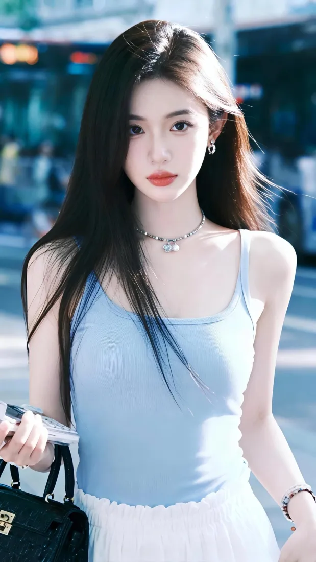 长发美女手机壁纸｜街拍背景图片 - 清新氛围感「哲风壁纸」