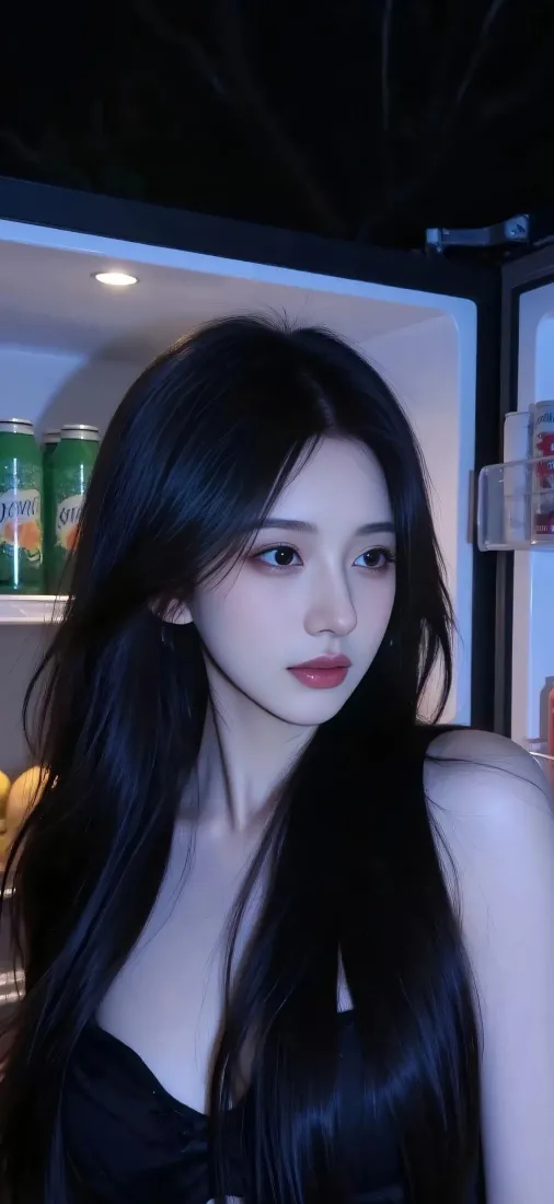 长发美女手机壁纸｜氛围感室内背景图片 - 夜景「哲风壁纸」