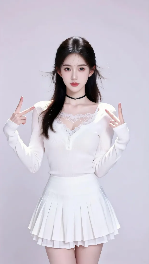 清纯美女手机壁纸｜纯色背景图片 - 甜系少女「哲风壁纸」