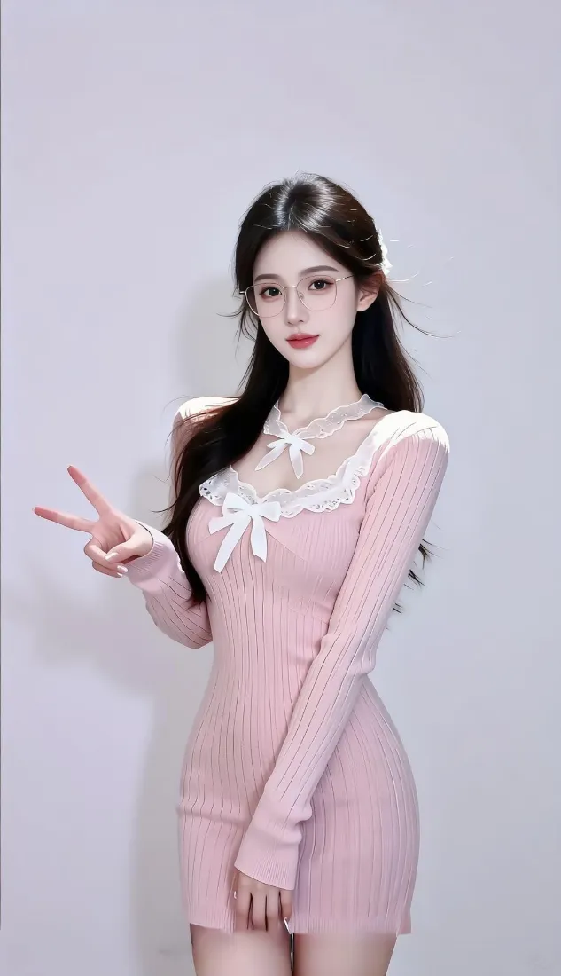 纯欲美女手机壁纸｜简约背景图片 - 粉色包臀裙「哲风壁纸」