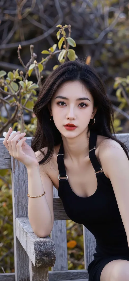 黑发御姐手机壁纸｜户外背景图片 - 纯欲氛围感「哲风壁纸」