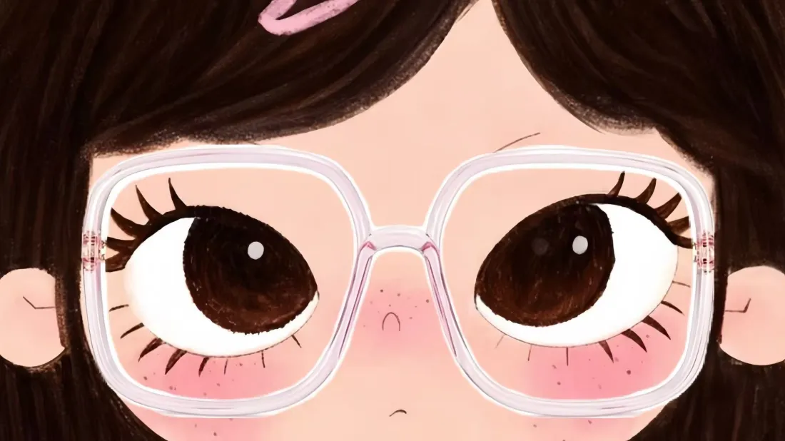 2k戴眼镜邻家少女壁纸｜手绘插画背景图片 - 软萌女孩「哲风壁纸」