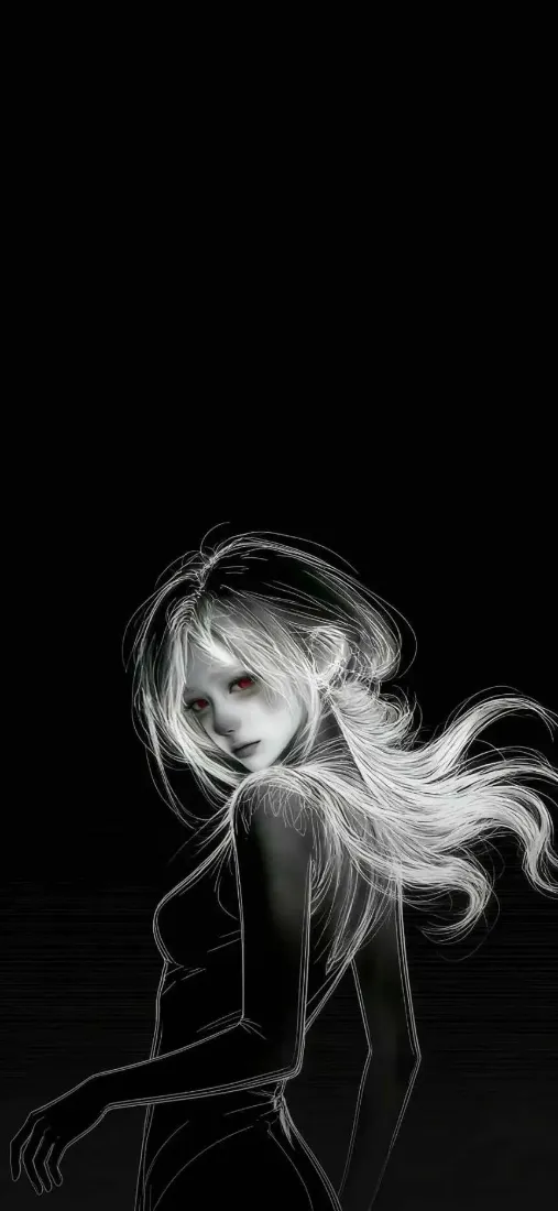 白发少女手机壁纸｜黑白背景图片 - 二次元「哲风壁纸」