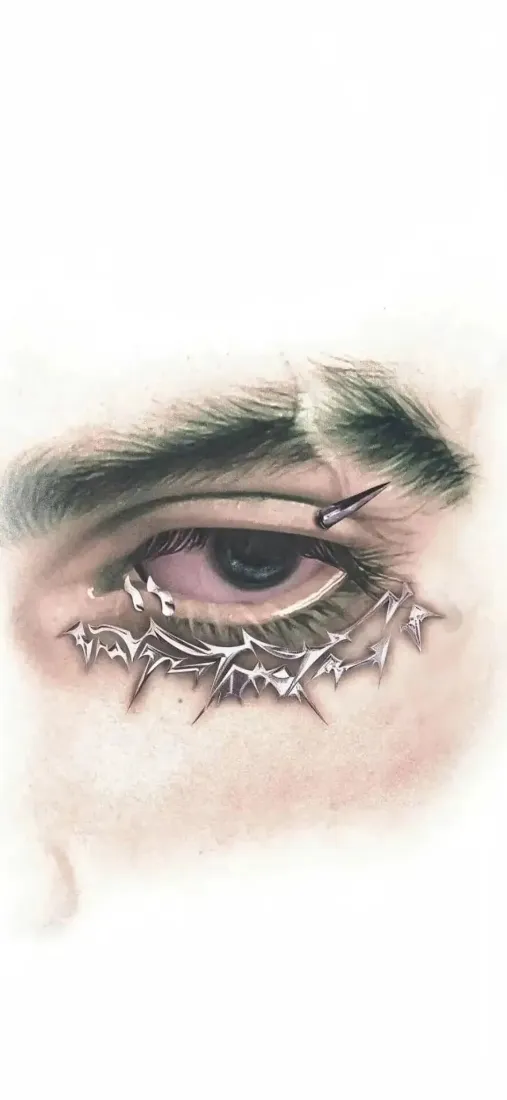 创意闪钻眼妆手机壁纸｜手绘艺术背景图片 - 凌厉眼神「哲风壁纸」