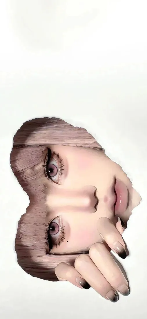 创意心形手机壁纸｜简约纯色背景图片 - 气质美女「哲风壁纸」