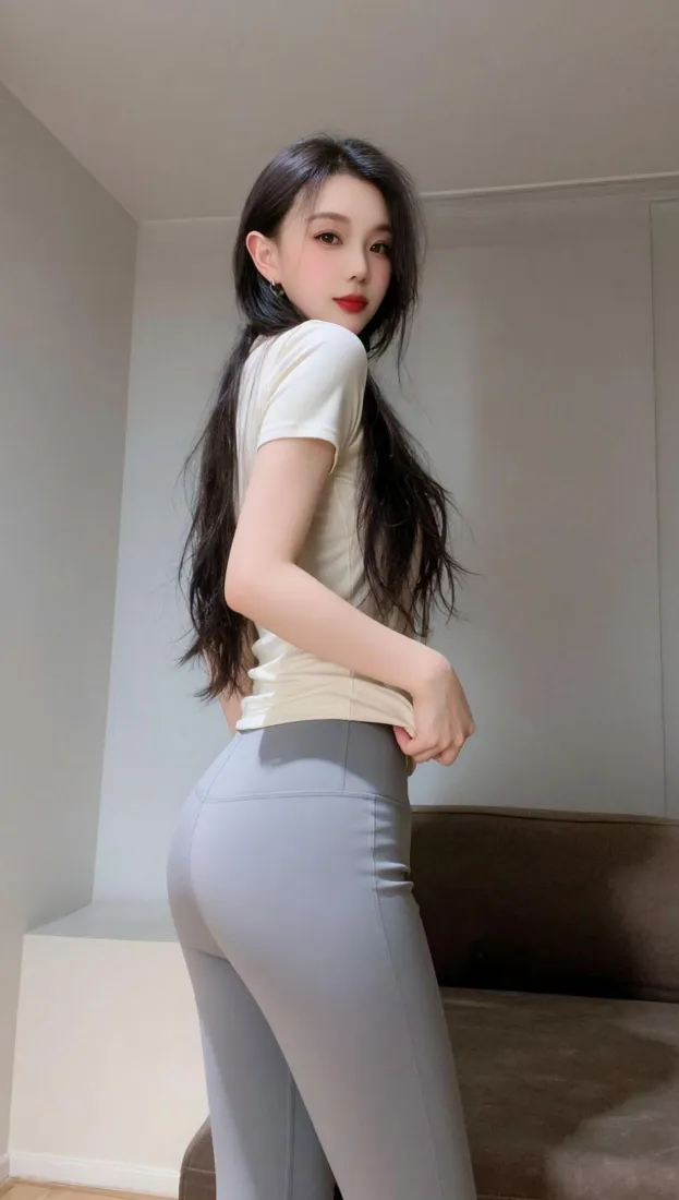 长发御姐美女手机壁纸｜简约室内背景图片 - 性感好身材「哲风壁纸」