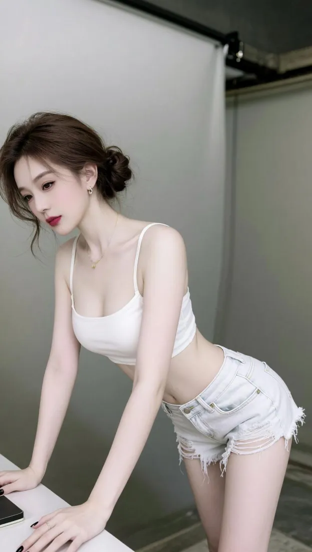 性感美女手机壁纸｜简约室内背景图片 - 清凉穿搭「哲风壁纸」