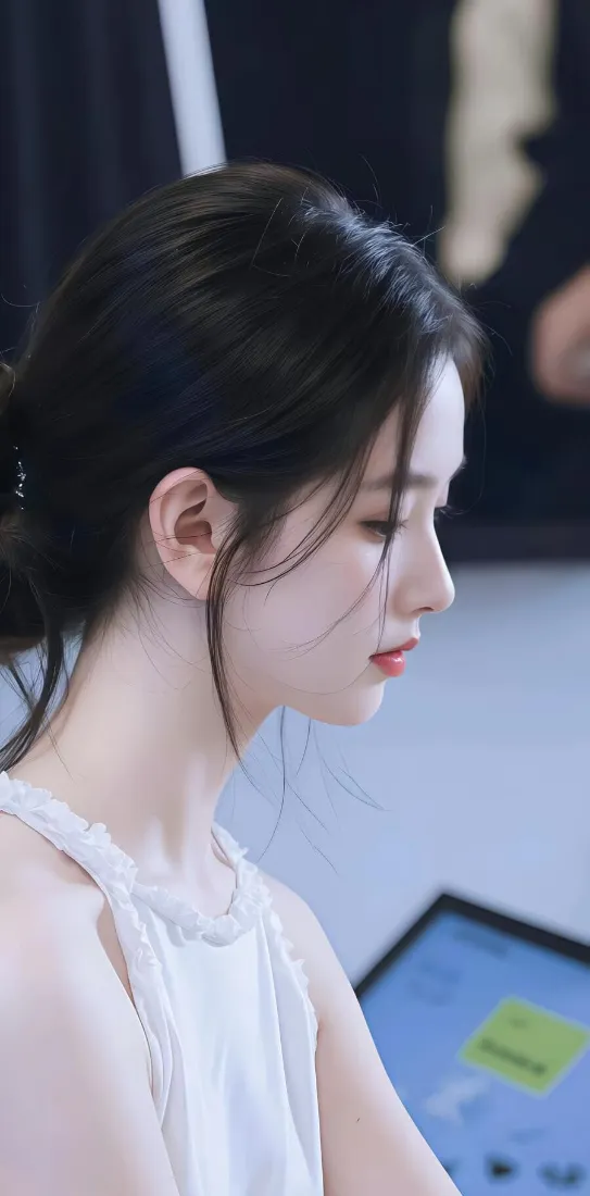 欧阳娜娜手机壁纸｜清新背景图片 - 清冷侧颜「哲风壁纸」