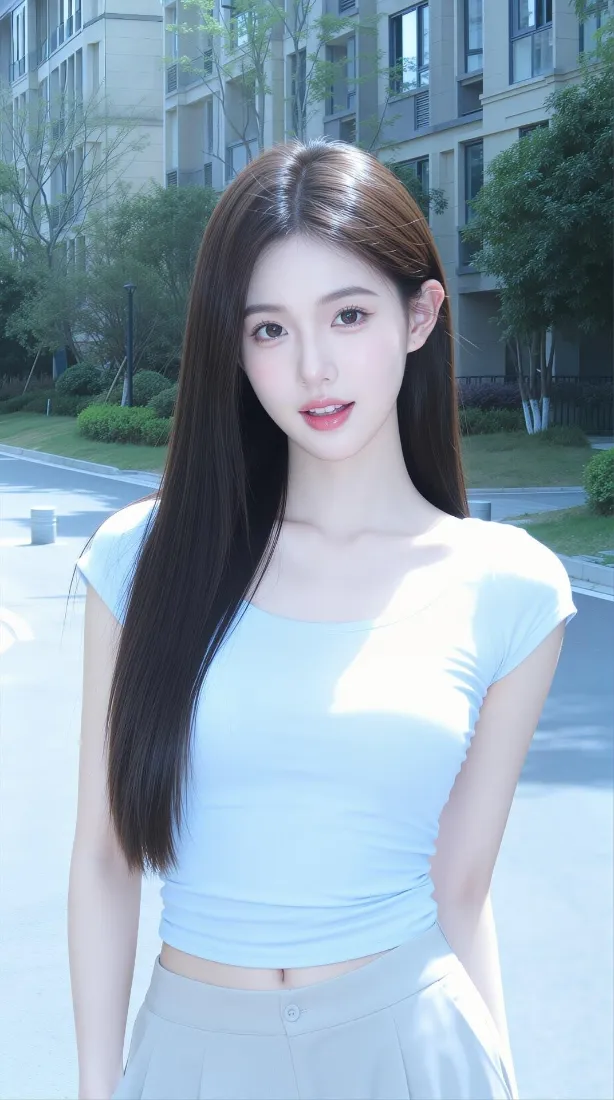 清纯美女手机壁纸｜户外背景图片 - 夏日街景「哲风壁纸」