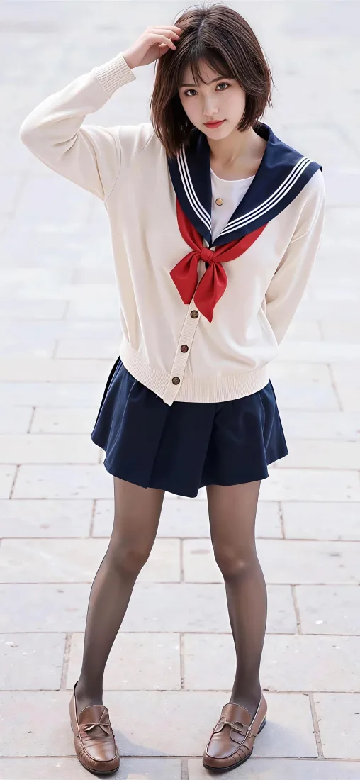 JK制服手机壁纸｜清新背景图片 - 短发少女「哲风壁纸」