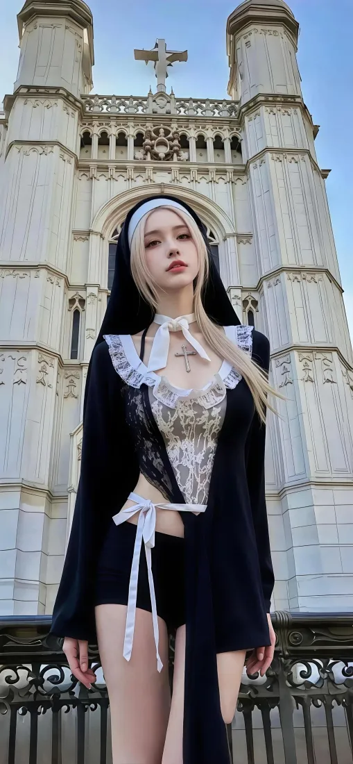 修女风美女手机壁纸｜背景图片 - 教堂外景「哲风壁纸」