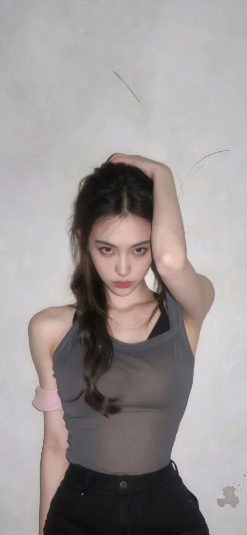 酷感美女手机壁纸｜简约纯色背景图片 - 酷帅御姐「哲风壁纸」