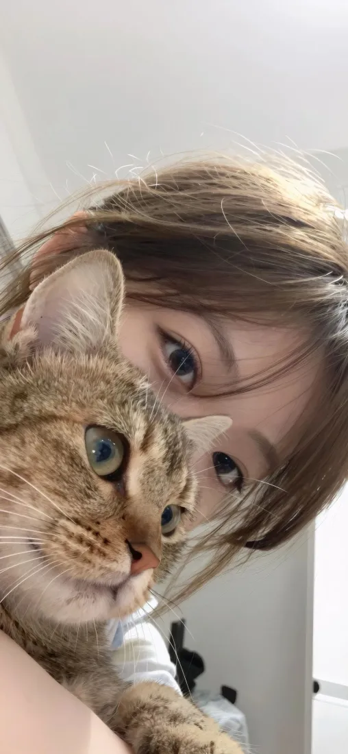 美女抱猫手机壁纸｜室内背景图片 - 温馨日常「哲风壁纸」